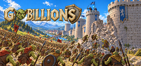 GOBILLIONS artwork: a goblin horde attacking a stone fortress.